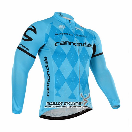 2016 Maillot Ciclismo Cannondale Bleu et Noir Manches Longues et Cuissard